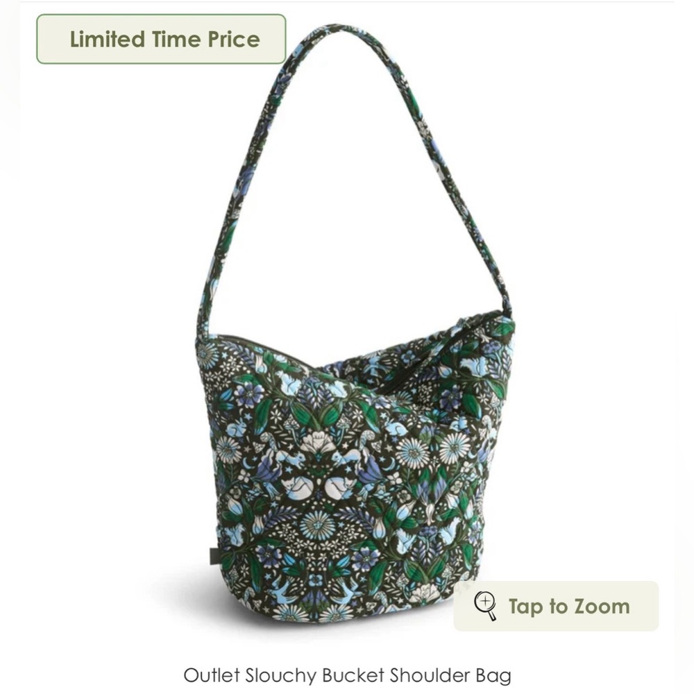 🌷 Vera Bradley Outlet Slouchy Bucket Shoulder Bag NWT “Enchanted Woodland” - Picture 2 of 3